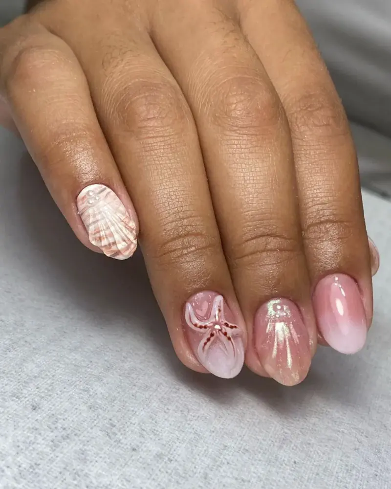 Diseño de uñas con relieve marino 3D